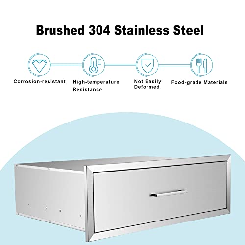 ENJOETY Stainless Steel Outdoor Kitchen Drawer, Single Huge Drawer, Perfect for BBQ Outdoor Kitchen W30 X D20 X H10