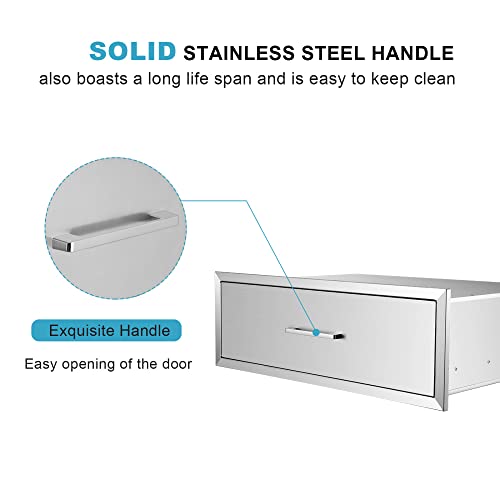 ENJOETY Stainless Steel Outdoor Kitchen Drawer, Single Huge Drawer, Perfect for BBQ Outdoor Kitchen W30 X D20 X H10