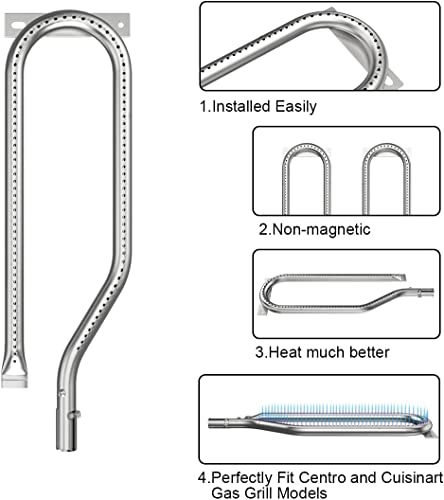 LS'BABQ Replace Parts Heat Plates and Grill Burner Tube Replacement for Cuisinart CGG-306 Heat Plates 306-20087, Megamaste 820-0033 820-0033M 820-0007B Grill, Set of 2