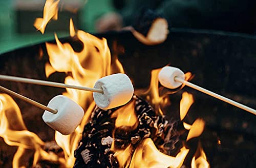 Mohy Marshmallow S'mores Roasting Sticks 36 Inch Long 5mm Thick Heavy Duty, 110 Pieces. Disposable Wooden Skewers w/Portable Cloth Bag, Perfect for Fire Pit Hot Dog Sausage Decoration, Safe for Kids