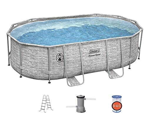 Coleman 90469E Power Steel Frame 16ft x 10ft x 48in Oval Above Ground Pool Set