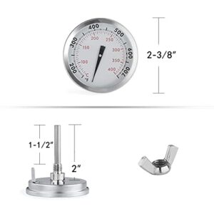 X Home 67088 Thermometer Replacement for Weber Genesis 300 Series & Summit Grills, Thermometer for Genesis E/S-310 330, Sliver Temperature Gauge Center Mount, 2-3/8" Diameter