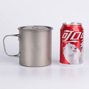 twdyc outdoor titanium water mugs with folding handles titanium lids drinkware camping cups ultralight travel mug 220ml-900ml (size : 650ml ti3208)