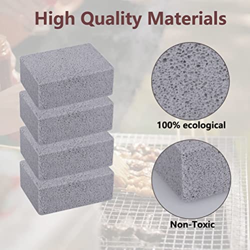 CFUTABOH Griddle Cleaning Brick Block; Non-Toxic Grey Grill Brick Cleaner 4 Pack Ecological Grill Cleaning Brick De-Scaling Cleaning Stone for Removing Stains BBQ (4)