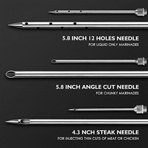 AKPE Meat Injector, Stainless Steel Marinade injector Syringe for BBQ Grill and Turkey, 2 Ounce Syringe with 3 Needles, Easy to Use and Clean (Without Case)