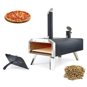 bndhkr outdoor wood fired pizza oven，portable stainless steel wood pellet pizza oven，backyard pizza grill with 12 inch pizza stone