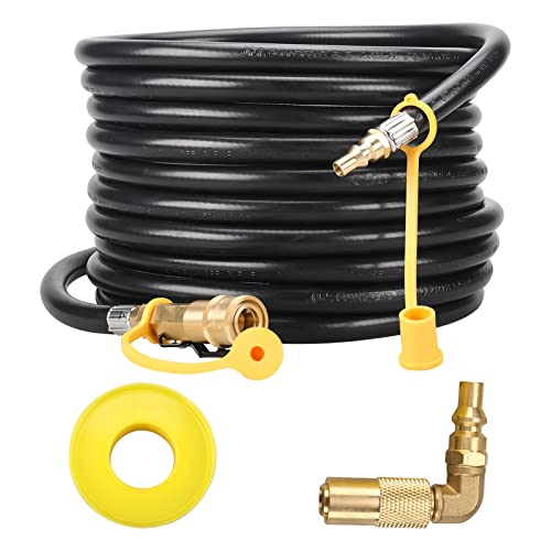 Patioer 24FT Quick Connect Propane Hose for RV to Grill with 1/4" Shut Off Valve, Low Pressure Propane Extension Hose with Elbow Adapter Fitting for 17" and 22" Blackstone Griddle