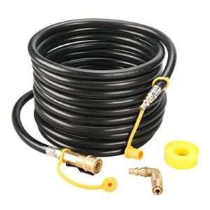 Patioer 24FT Quick Connect Propane Hose for RV to Grill with 1/4" Shut Off Valve, Low Pressure Propane Extension Hose with Elbow Adapter Fitting for 17" and 22" Blackstone Griddle