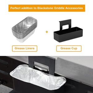 Blackhoso Griddle Grease Cup for Blackstone Griddle Accessories with 10 pack Grease Cup Liners Drip Pan Fits Blackstone 17 22 28 36 Inch Griddle Grease Catcher