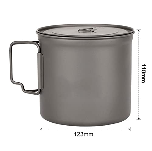 TWDYC Outdoor Camping Titanium Cup 1100ml Ultralight Titanium Pot with Cover and Folded Handle