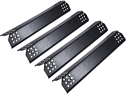 Unicook Porcelain Grill Heat Plate 14.56" L, Gas Grill Replacement Parts, 4 Pack Grill Heat Shield Tents, Grill Burner Cover, Flavorizer Bars, Flame Tamer for BBQ Gas Grill