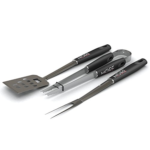 3-Piece BBQ Set - Heavy Duty Stainless Steel BBQ Tool Set - Dec. 3 Day Sale - BBQ Accessories for Grilling Like a BOSS. Great for Electric, Gas, & Outdoor Grills