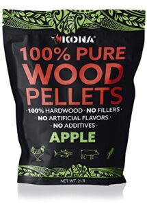 kona 100% apple smoker pellets, intended for ninja woodfire outdoor grill, 2 lb resealable bag