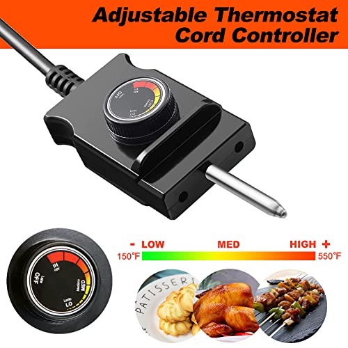 Propart Electric Smoker and Grill Heating Element with Adjustable Thermostat Cord Controller Compatible with Masterbuilt Smokers & Turkey Fryers,1500 Watt Heating Element Replacement Parts