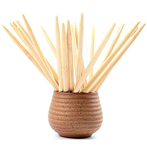 7 Inch Study Bamboo Skewers - 5mm Thick Natural Semi Point Bamboo Sticks BBQ Caramel Candy Apple Sticks for Corn Dog,Corn Cob,Cookie,Lollipop,Kabob,Gril.(100 pcs)