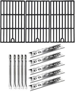 hongso replacement repair kit for master forge 3218lt, 3218ltn, l3218, 5 burner gas bbq grill grill grates ss burners and heat plates