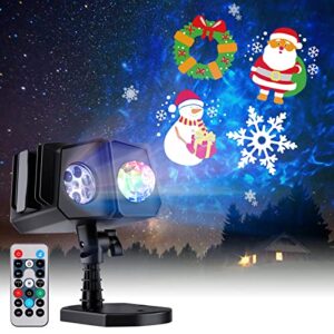 minetom christmas projector lights outdoor 26 hd effects (3d ocean wave + patterns) waterproof with timer landscape lights for indoor holiday halloween christmas night disco party, rgb + multicolor