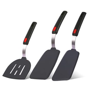 hvanam silicone spatula turner set large and thin flipper spatulas heat resistant 600 ° f slotted flexible turner cooking utensils for nonstick cookware egg,pancake,fish,omelette,hamburger (3 pack)