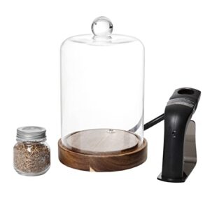 crafthouse by fortessa individual mini glass smoke cloche for cocktails/charcuterie/drinks/food with handheld smoker, 3 pieces, clear (cfh.5.9211)