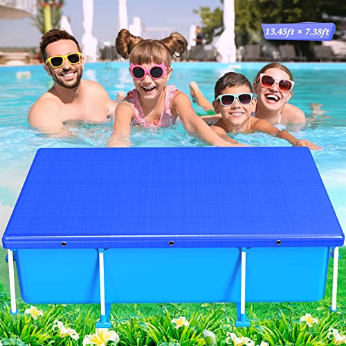 Rectangle Pool Cover,Pool Covers for Inflatable Pools,Rectangular Swimming Pool Cover Above Ground 13.5ft x 7.4ft /161 X 88inch Square Frame Pool Cover Protector Waterproof Dustproof Rainproof