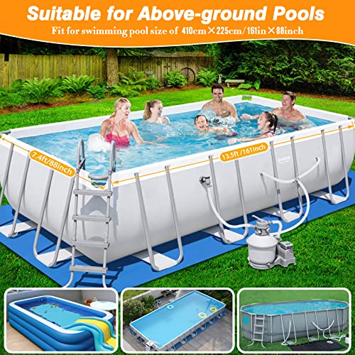 Rectangle Pool Cover,Pool Covers for Inflatable Pools,Rectangular Swimming Pool Cover Above Ground 13.5ft x 7.4ft /161 X 88inch Square Frame Pool Cover Protector Waterproof Dustproof Rainproof