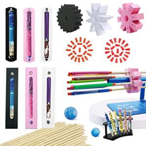 epoxy pen turner attachment and 9 pcs epoxy pen packaging kit, epoxy pen adapter for holding pens on cup tumbler turners, glitter pen box for giving the pen as a gift (white, black, pink)