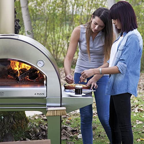 ALFA FX4PIZ-LRAM 4 Pizze Outdoor Stainless Steel Wood Fired Pizza Oven, Red