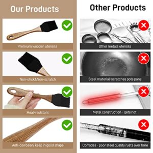 Oil and Butter Brush,Silicone Basting Brush with Wooden Hand,Pastry Brush for Cooking Black