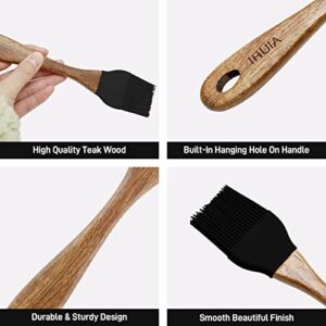 Oil and Butter Brush,Silicone Basting Brush with Wooden Hand,Pastry Brush for Cooking Black