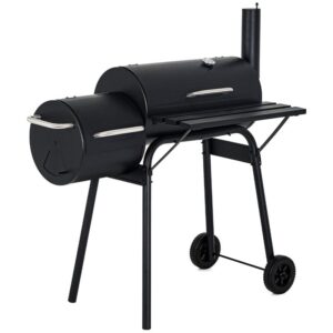 charcoal grills, mghh portable charcoal grill with 2 wheels side fire box, small bbq oven offset smoker for 8-12 people outdoor patio backyard, camping picnics