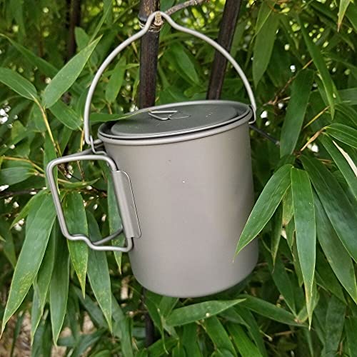 TWDYC Outdoor Ultralight Camping Titanium Pot Mug with Bail Handle for Camping Backpack Pot 750ml