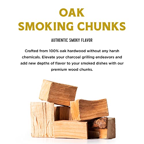 Fire & Flavor Oak Wood Chunks for Smoking and Grilling - All-Natural, Long-Lasting with a Mildly Sweet Flavor - Large Chunk Wood Chips for Smokers