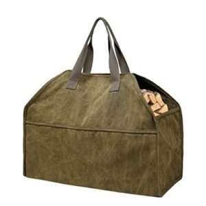twdyc durable firewood tote fireplace wood transport bag multi-function log storage holder carrier canvas firewood bag