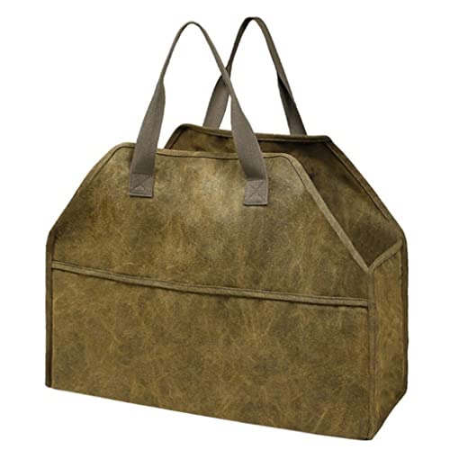 TWDYC Durable Firewood Tote Fireplace Wood Transport Bag Multi-Function Log Storage Holder Carrier Canvas Firewood Bag