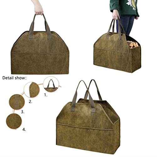 TWDYC Durable Firewood Tote Fireplace Wood Transport Bag Multi-Function Log Storage Holder Carrier Canvas Firewood Bag