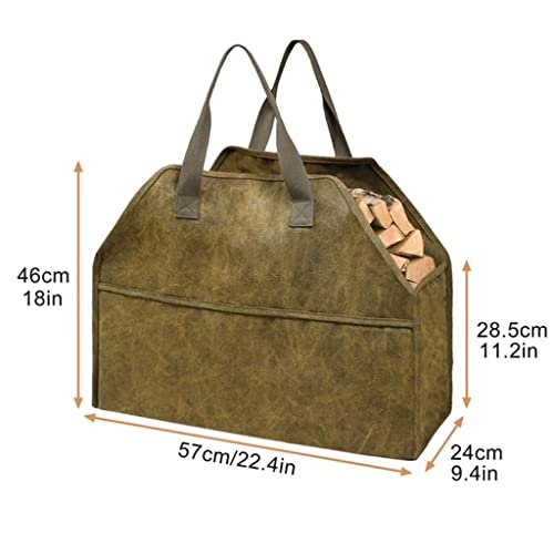 TWDYC Durable Firewood Tote Fireplace Wood Transport Bag Multi-Function Log Storage Holder Carrier Canvas Firewood Bag