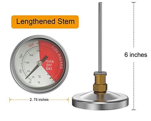 Blackhoso 2.75-Inch Deep Fryer Thermometer Replacement for Bayou 2.5, 4, 9 Gallon Fryers, King Kooker and VIVOHOME Fryers Temperature Gauge -Degree Accurate Exact