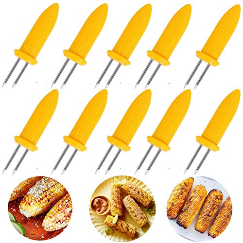 GIRCSS 10PCS Corn Holders - Corn on The Cob Skewers,Stainless Steel Corn Fork Prong Skewers Kitchen Tool for BBQ Twin Prong Sweetcorn Holders Home Cooking Fork