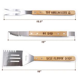 Father's Day BBQ Tools Set for Dad Engraved Grill Kit Grill Master Summer Barbecue Thanksgiving Housewarming Dad's Birthday Present Set of 3