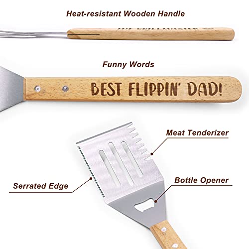 Father's Day BBQ Tools Set for Dad Engraved Grill Kit Grill Master Summer Barbecue Thanksgiving Housewarming Dad's Birthday Present Set of 3