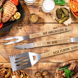 Father's Day BBQ Tools Set for Dad Engraved Grill Kit Grill Master Summer Barbecue Thanksgiving Housewarming Dad's Birthday Present Set of 3