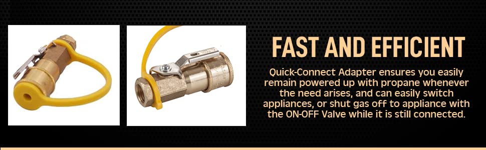 South Bend Components LP Gas Quick Connect Fitting, 100% Solid Brass – Propane Gas Quick Disconnect Adapter with On-Off Valve 1/4" Female NPT Thread for RV, Grill, BBQ, Pizza Oven, Patio Heater