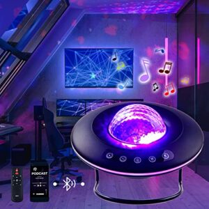 rtjoy ufo galaxy projector, led star projection light, nebula lamp, bluetooth speaker aurora sky projector with remote control for room decor, home theater, or bedroom night light mood ambiance