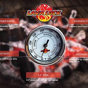 LavaLock® 3" Adjustable Gas Charcoal Smoker Pit Grill BBQ Thermometer Electric Heavy Duty Stainless 2.5" stem