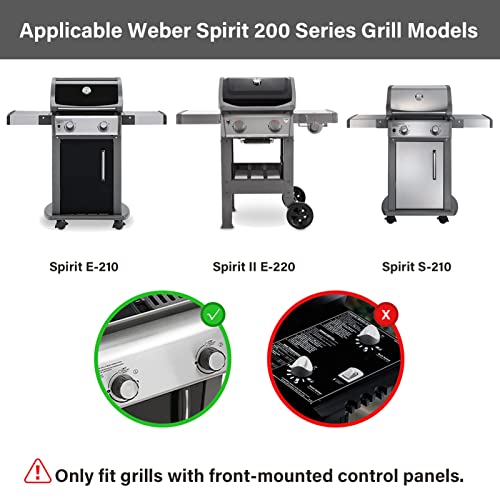 GARNETIN 7635 15.3" Flavorizer Bars and 69785 18" Grill Burners for Weber Spirit I&II 200 Series Spirit E210, E220, S210, S220 Replacement Parts with Front Control Knobs