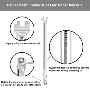 GARNETIN 7635 15.3" Flavorizer Bars and 69785 18" Grill Burners for Weber Spirit I&II 200 Series Spirit E210, E220, S210, S220 Replacement Parts with Front Control Knobs