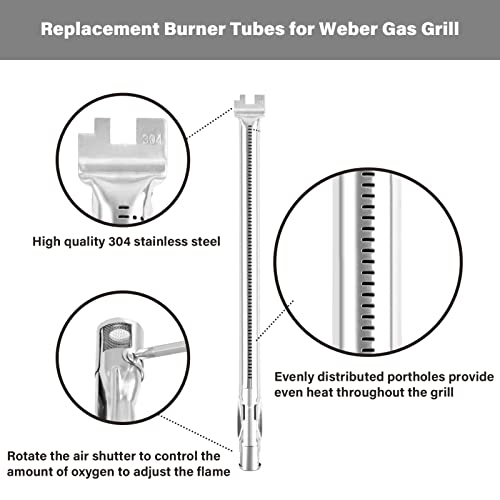 GARNETIN 7635 15.3" Flavorizer Bars and 69785 18" Grill Burners for Weber Spirit I&II 200 Series Spirit E210, E220, S210, S220 Replacement Parts with Front Control Knobs