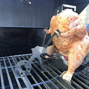 Flaming Bike Beer Can Chicken Stand! Beer chicken roaster; Stainless steel Chicken roasting rack for BBQ, Grill, oven; Great Gift! Stores flat--Space Saver! Includes SUNGLASSES…for the Chicken!