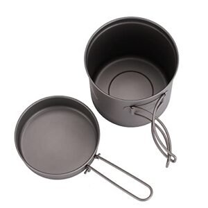 TWDYC 1100ml Cookware Set Ultralight Titanium Pot Frying Pan Outdoor Camping Titanium Bowl Titanium Cup Picnic