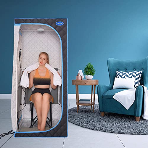 Xmatch Portable Far Infrared Sauna Tent, Full Size 700W, Max 60 Min Session Wire Controller (Infrared/Black)